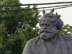 Statue of karl marx outside of novodevichy convent  Stock Footage