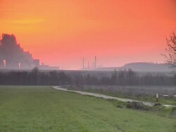 Industry at sunrise  (pan shot) PAL Stock Footage