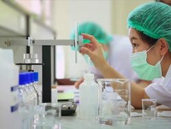 Medical students are tested chemically Stock Footage