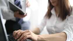 Working man and woman in the office Stock Footage