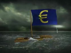 Europe in the ocean of crisis Stock Footage