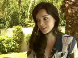 INTERVIEW Roxane Mesquida on the story, on how it was very interesting to film the movie, on acting opposite a tyre at the Rubber Interviews: Cannes Film Festival 2010 at Cannes . (Footage by WireImage Video/GettyImages) Stock Footage