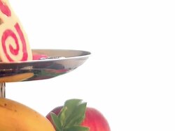 Fruits stand with red wine Stock Footage