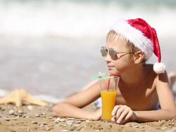 boy in Santa Claus hat Stock Footage