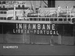 1953: NEW ORLEANS: PORT: WS Cargo ships, VS Ship names, Swedish 'Uddeholm Goteborg', 'Inhambane' Portugal , Norwegian 'Thalatta Tonsberg', 'Farmsun Amsterdam', 'Anapoy' on stern TU Greek flag, 'Emsriff Hamburg', 'Nichirei Maru'. Instructional Video