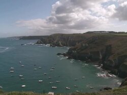 WS View of coastline / Crozon, Brittany, France Stock Footage