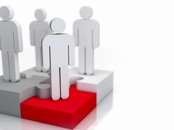 Animated People Concept Loop - Red Jigsaw Piece (On White) Stock Footage