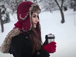 Young Girl Drinks Tea Stock Footage