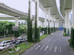 WS T/L View of traffic over overpass in modern city / Shanghai,  China Stock Footage