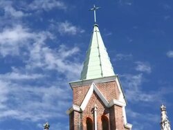 Church and passing clouds (Full HD timelapse) Stock Footage