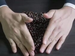 Heart shape made from coffee beans Stock Footage