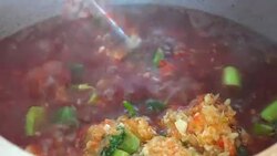 Latin American Cuisine: Cooking Red Kidney Beans Soup Stock Footage