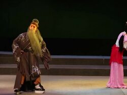 MS TS Artist performing qinqiang opera in theater, qinqiang is representative folk opera of northwest china AUDIO / xi'an, shaanxi, china Stock Footage