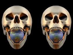 (Loop) Halloween, Skull with Globe, Earth Stock Footage