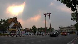Giant Swing ( Sao Ching Cha) at sunset. Stock Footage
