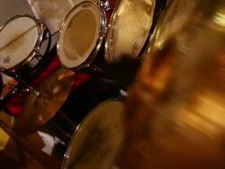Mid shot of drummers hands and drum set. Stock Footage