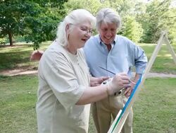 Seniors Painting Stock Footage