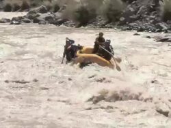 Group of people white water rafting Stock Footage