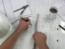 Architect having coffee break Stock Footage