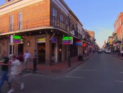 POV, Car driving on Bourbon Street, New Orleans, Louisiana, USA Stock Footage