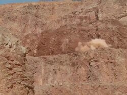 WS Blasting operation in quarry / Taben-Rodt, Rhineland-Palatinate, Germany Stock Footage