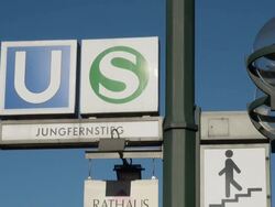 MS Sign board at city train station / Hamburg, Hamburg, Germany Stock Footage