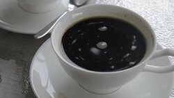 hot coffee in white mug Stock Footage