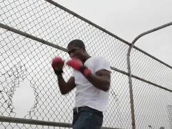 MS Young man practicing his boxing skills and working out in urban area / Minneapolis, Minnesota, United States Stock Footage