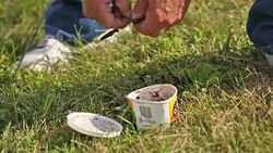 Hooking a worm Stock Footage