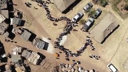 Drone footage shows long lines of people waiting to vote in Harare Instructional Video