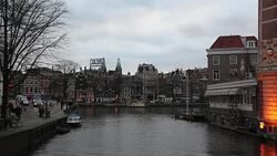 City of Amsterdam Urban Scene in Winter Stock Footage