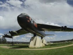 WS PAN B-52D bomber diamond lil stratofortress plane from wars in air force academy / Colorado Springs, Colorado, United States Stock Footage