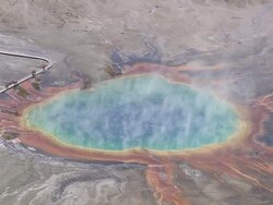 WS AERIAL View of Grand Prismatic Spring / Wyoming, United States Stock Footage
