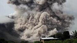 Mount Sinabung Volcano Erupts in Indonesia Stock Footage