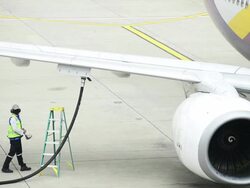Fueling an airplane Stock Footage