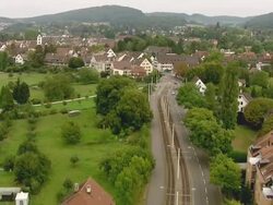 WS AERIAL View of city of Riehen / Wadenswil, Zurich, Switzerland Stock Footage