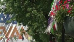 CLEAN : Turkey ruling party nails election banner into Roman aqueduct News Clip