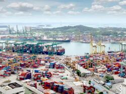 Singapore Docks and Shipping Containers Stock Footage