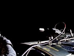 Apollo 17 astronaut on space walk Stock Footage