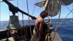 A sailor secures ropes on a ship. Stock Footage