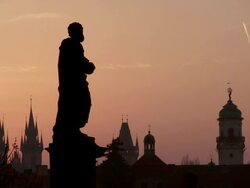 MS View of old town skyline / Prague, Hlavni mesto Praha, Czech Republic Stock Footage