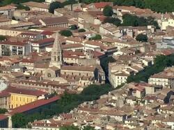 AERIAL, View of Nimes, Languedoc-Roussillon, France Stock Footage