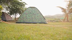 HD Dolly:Tent situated on the lawn. Stock Footage