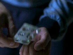 HD DOLLY: Man With Cold Taking Pill Stock Footage