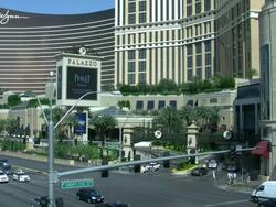 Las Vegas Boulevard traffic at Wynn Resort and Casino Stock Footage