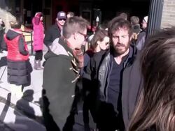 Xavier Samuels & Emily Browning leave the Egyptian Stock Footage