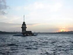 Sunset near maiden's tower Stock Footage
