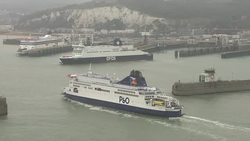 Aerials of P&O Ferry at Dover Harbour News Clip