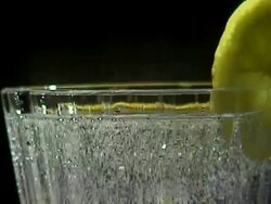 Close up of glass with mineral water Stock Footage