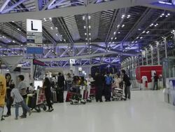 Departure Level of Suvarnabhumi International Airport Stock Footage